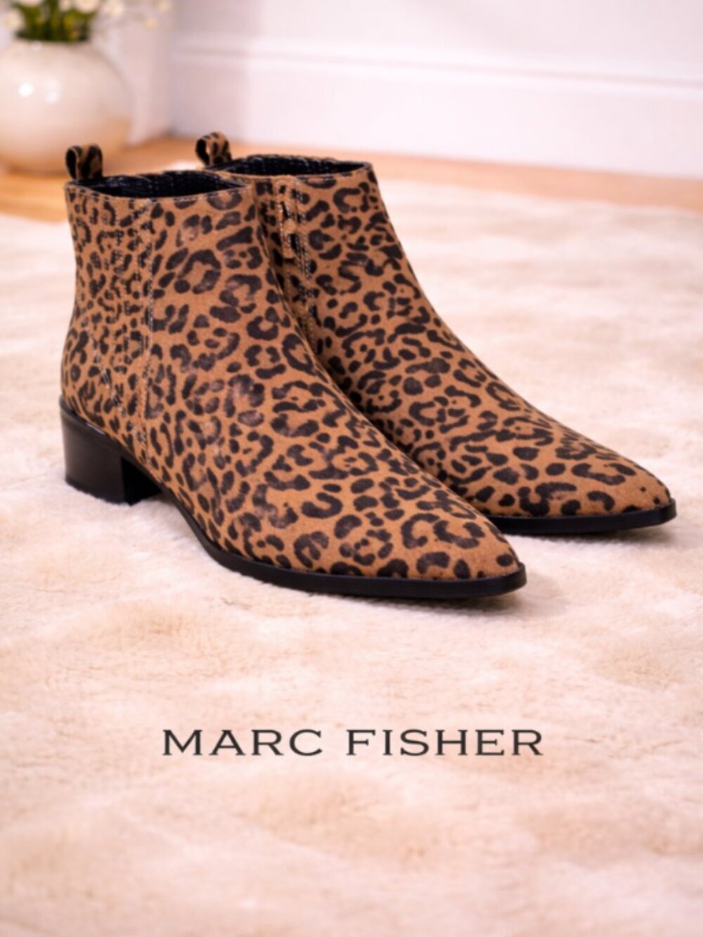 Marc Fisher Leopard Booties Size 6 Pointy Toe Animal Print Boots